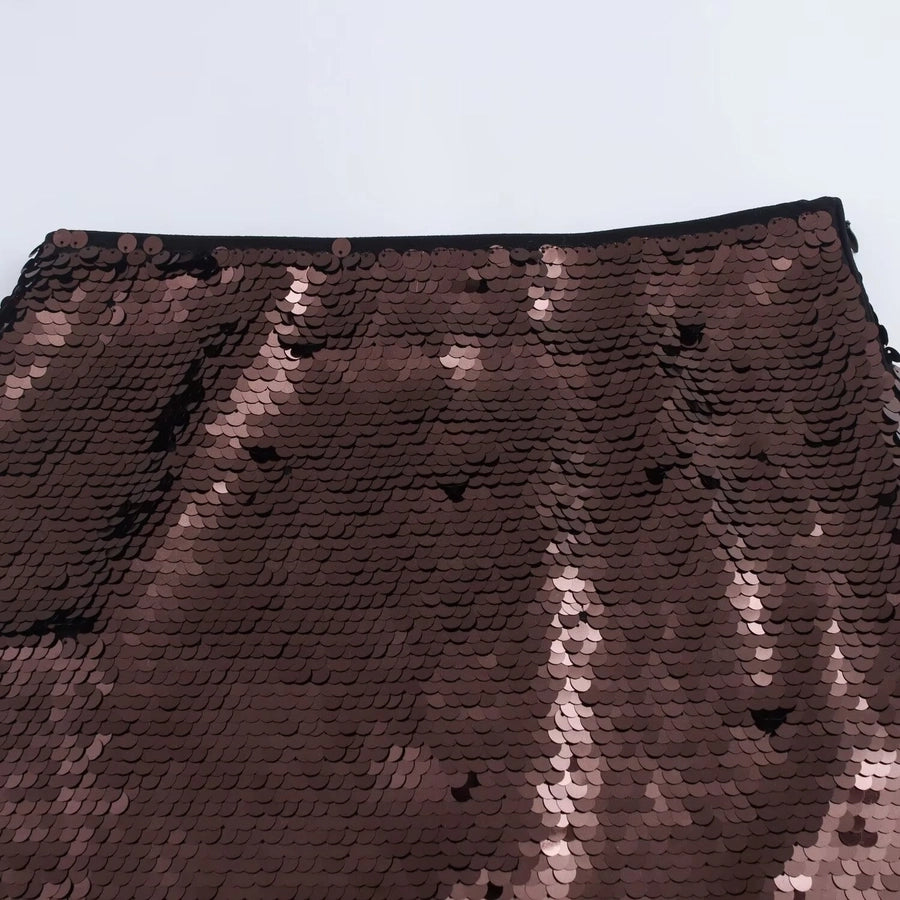 Spring Autumn Streetwear Glittery Solid Color Spandex Polyester Midi Dress Skirts