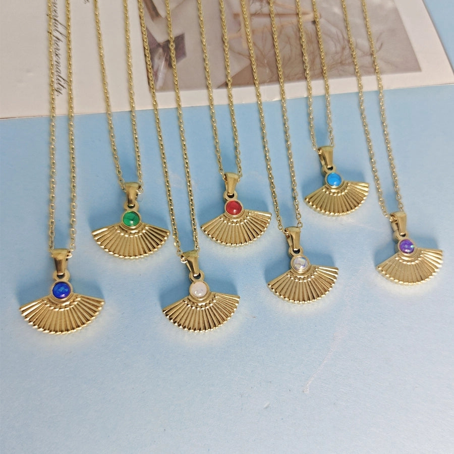 Jewelry Vintage Style Simple Style Sector 304 Stainless Steel Pendant Necklace