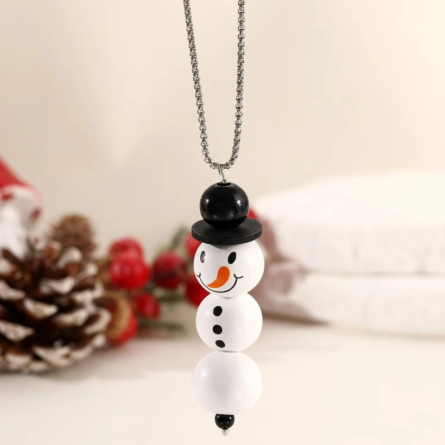 Vintage Style Classic Style Snowman Wood Iron  Pendant Necklaces