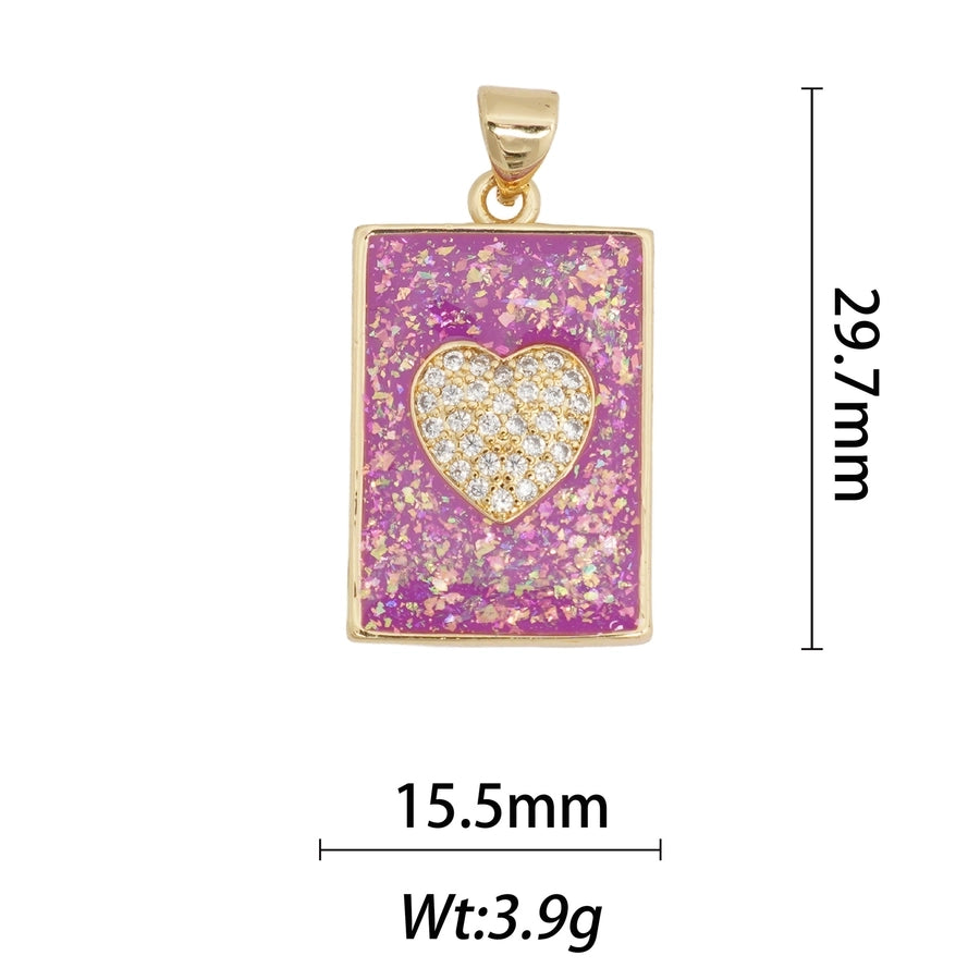 1 Piece Copper Moon Heart Shape Rose Pendant