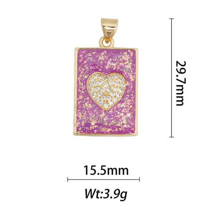 1 Piece Copper Moon Heart Shape Rose Pendant