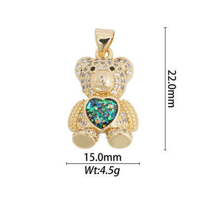 1 Piece Copper Zircon Hexagon Bear Planet Pendant