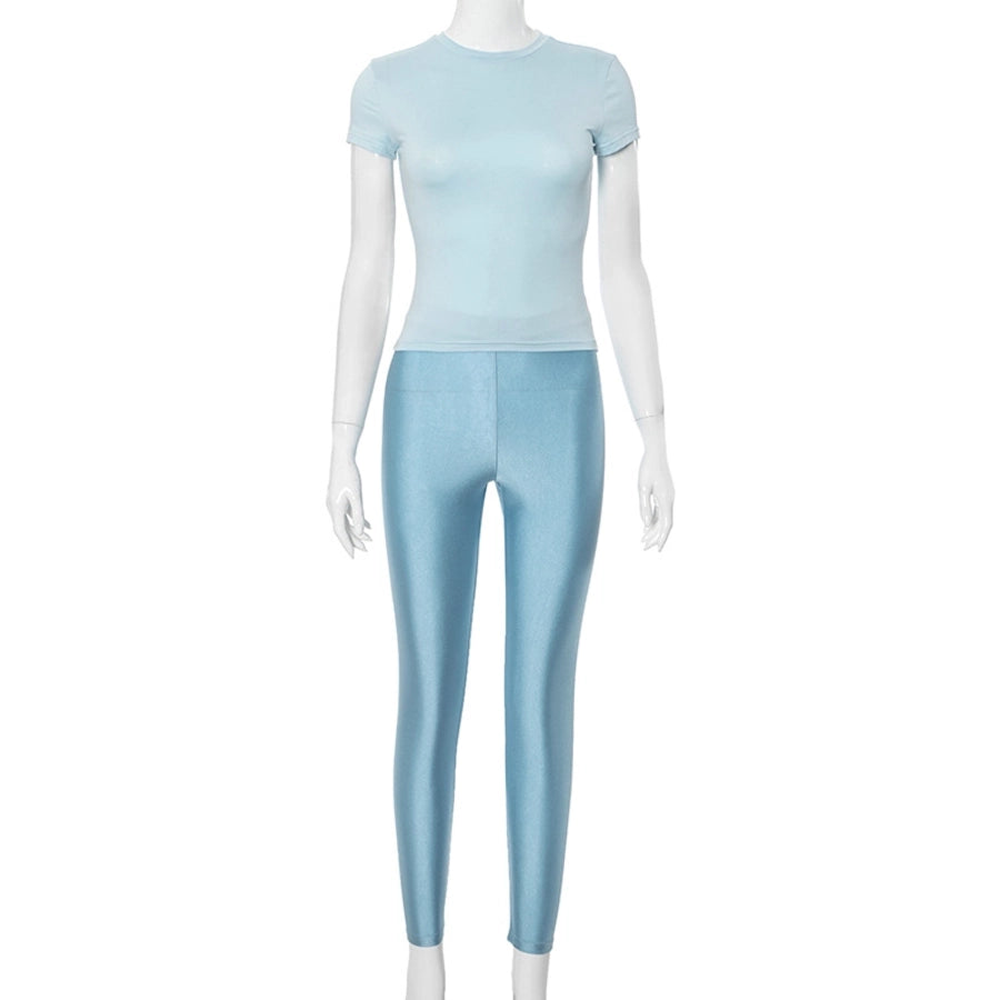 Daily Women's Streetwear Solid Color Spandex Polyester Pants Sets Pants Sets