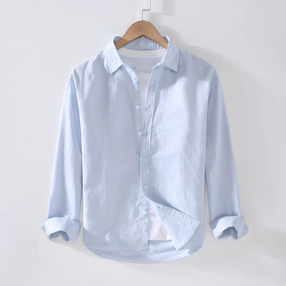 Men's Solid Color Casual Business Shirt Collar Long Sleeve Slim Men's Tops