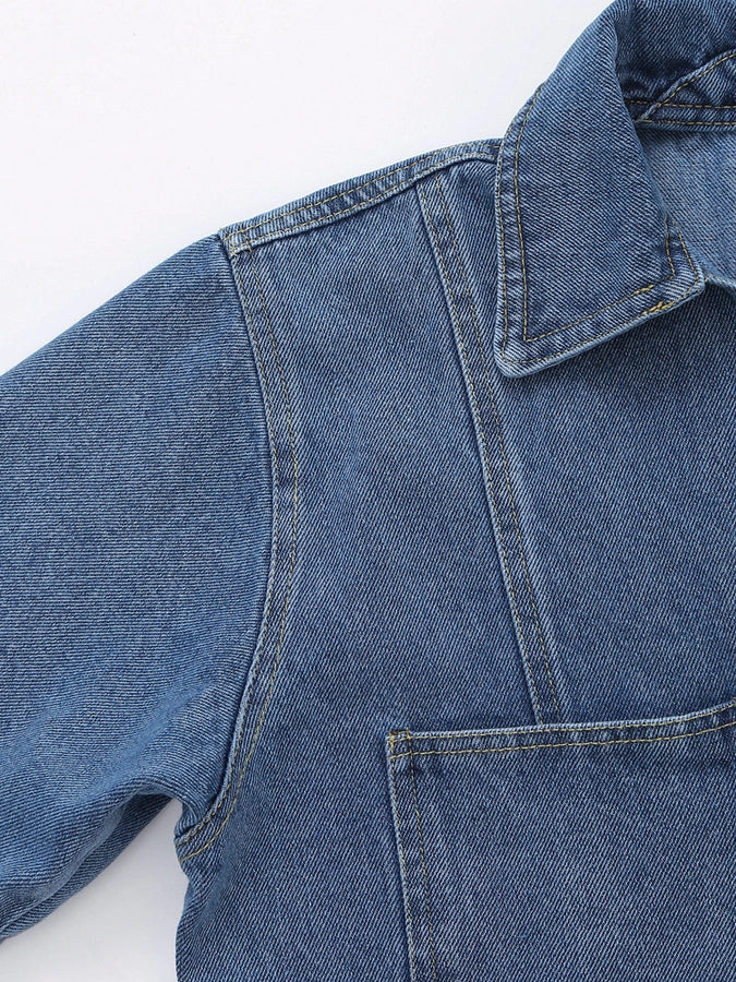 Daily Women's Simple Style Classic Style Solid Color Denim Pocket Skirt Sets Skirt Sets