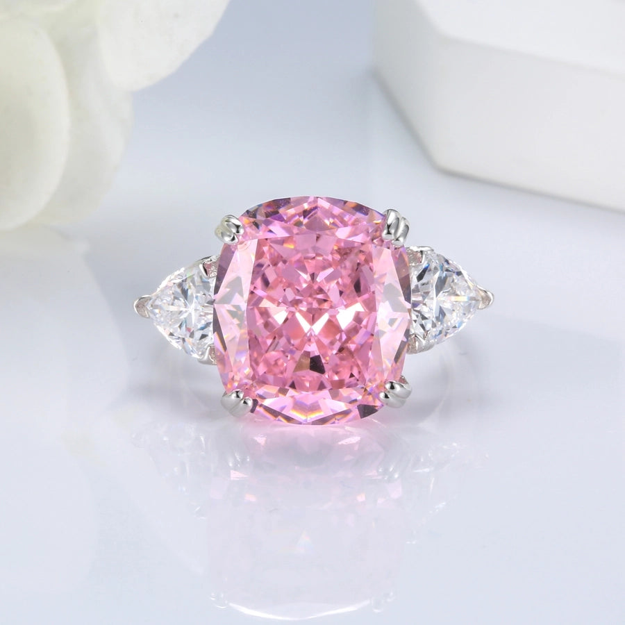 White Gold Plated Platinum Plated Rhodium Plated Sterling Silver Zircon Oval Rings