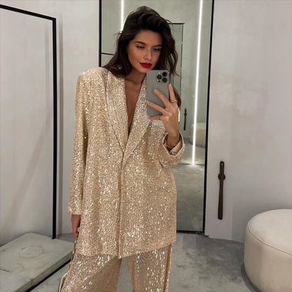 Business Women's Elegant Solid Color Polyester Pants Sets Pants Sets
