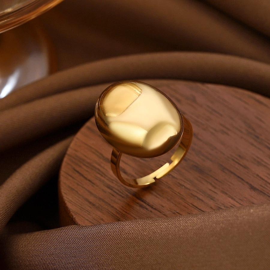 Jewelry Classical Exaggerated Simple Style Devil's Eye Oval Watermelon 316L Stainless Steel  Resin Adjustable Ring