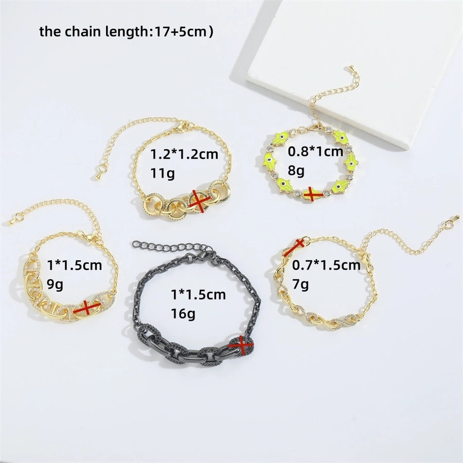 Jewelry Elegant Simple Style Commute Devil's Eye  Copper Zircon 14K Gold Plated Bracelets