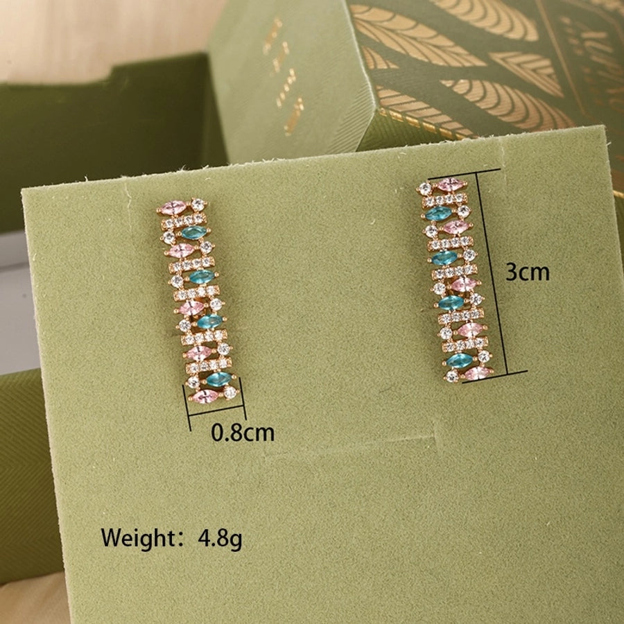 6 Pairs Sweet Simple Style Geometric Plating Copper Alloy Zircon 18K Gold Plated Drop Earrings