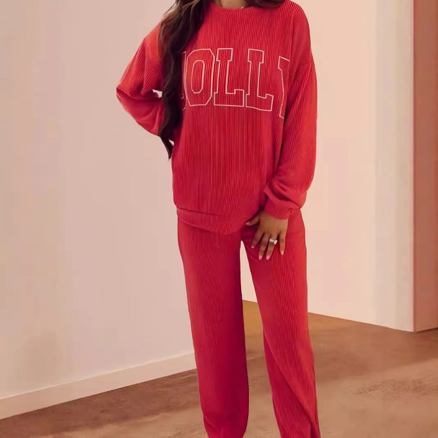Daily Women's Casual Letter Spandex Polyester Stripe Pants Sets Pants Sets