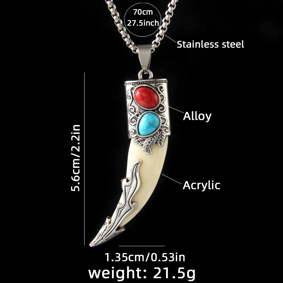 Ethnic Style Geometric 201 Stainless Steel Arylic Alloy Inlay Turquoise Unisex Pendant Necklace