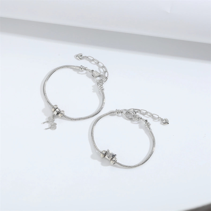 Jewelry Elegant Simple Style Commute Heart Shape Copper Zircon 14K Gold Plated Bracelets