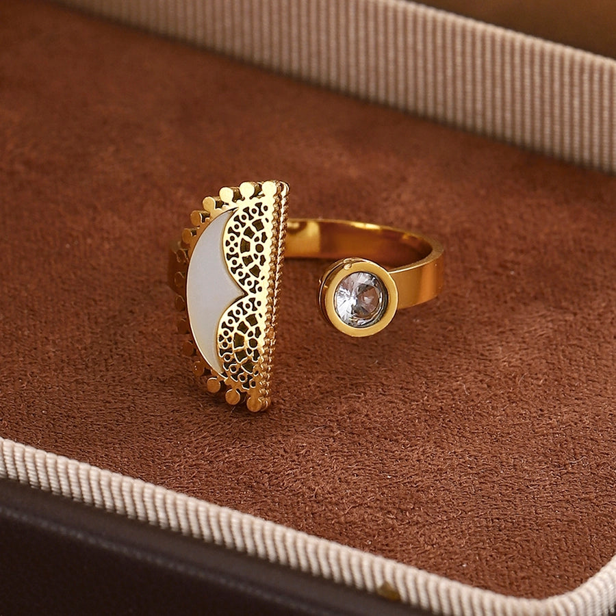 Jewelry Classical Exaggerated Simple Style Devil's Eye Oval Watermelon 316L Stainless Steel  Resin Adjustable Ring