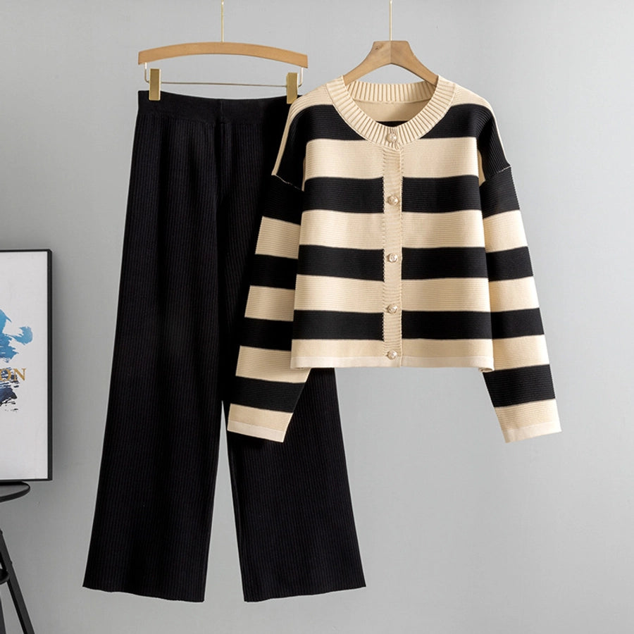 Holiday Daily Women's Vacation Simple Style Stripes/Plaid Polyester Pants Sets Pants Sets