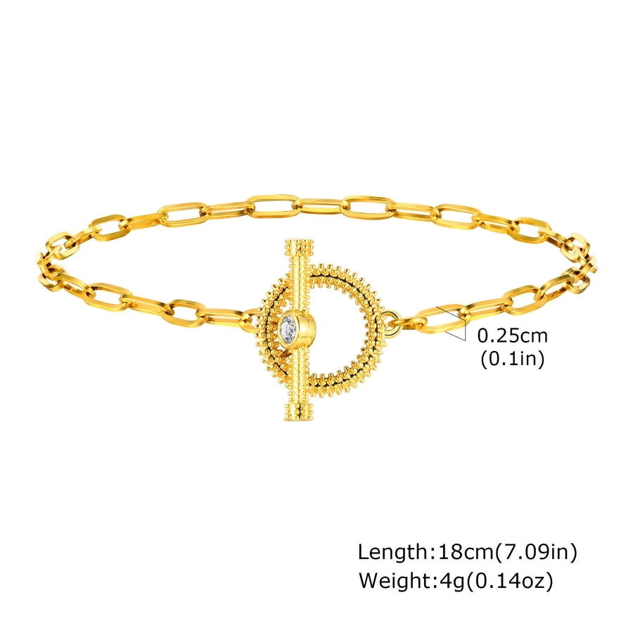 Jewelry IG Style Flower 201 Stainless Steel Copper Zircon 18K Gold Plated Bracelets