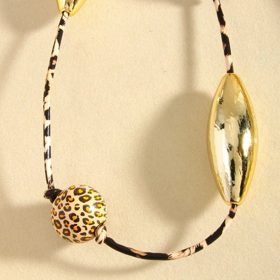 Retro Leopard Wood Metal  Pendant Necklaces