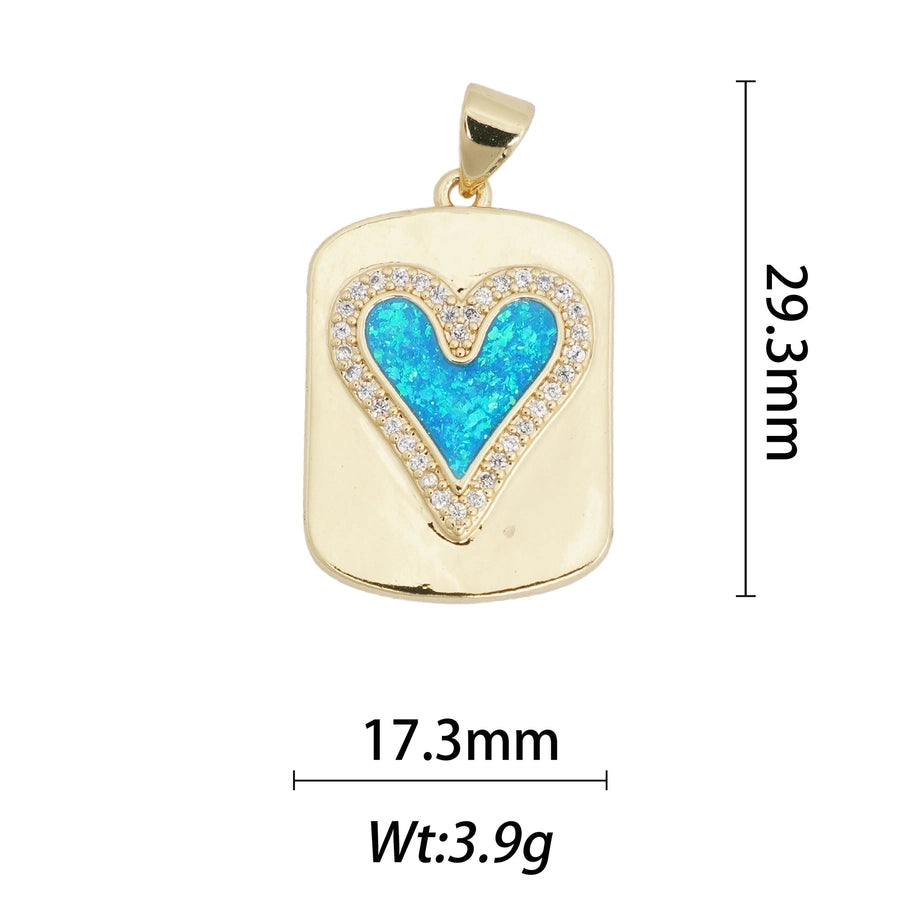 1 Piece Copper Moon Heart Shape Rose Pendant