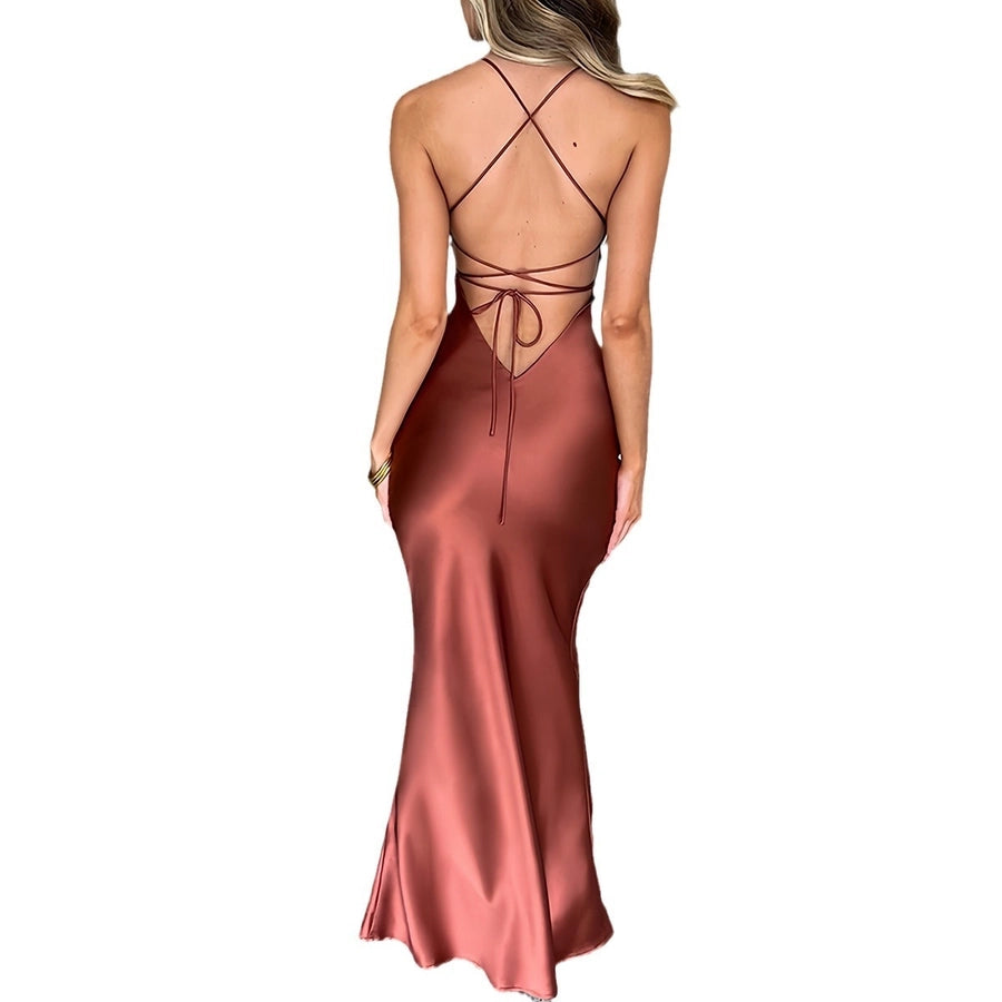 Women's Sheath Dress Sexy U Neck Backless Sleeveless Solid Color Maxi Long Dress Holiday