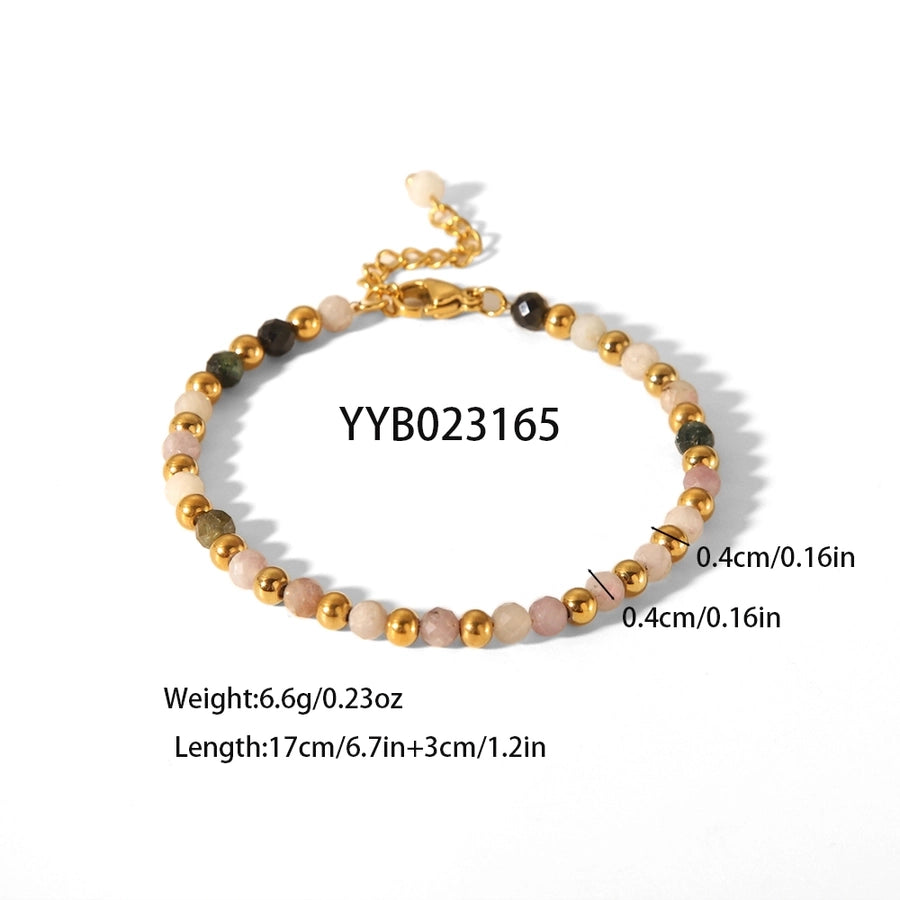 Chinoiserie Modern Style Korean Style Geometric 201 Stainless Steel natural stone Bracelets In Bulk Natural Stone Bracelet