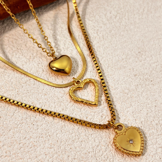 Jewelry Casual Elegant Heart Shape 304 Stainless Steel 18K Gold Plated Plating Pendant Necklace
