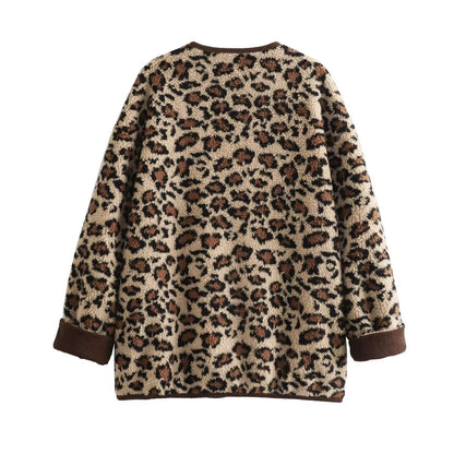 Women's Casual Elegant Leopard Single Breasted Coat