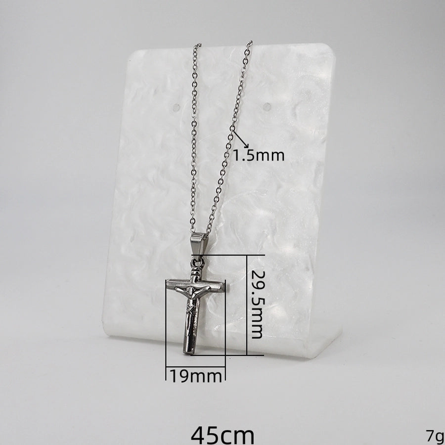 Jewelry Casual Vintage Style Cross 304 Stainless Steel Handmade Pendant Necklace