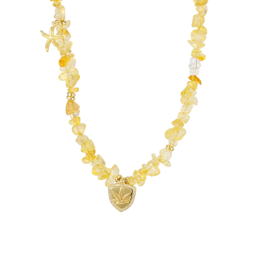 IG Style Maple Leaf Starfish Stone Copper Beaded Chain Beaded Necklaces