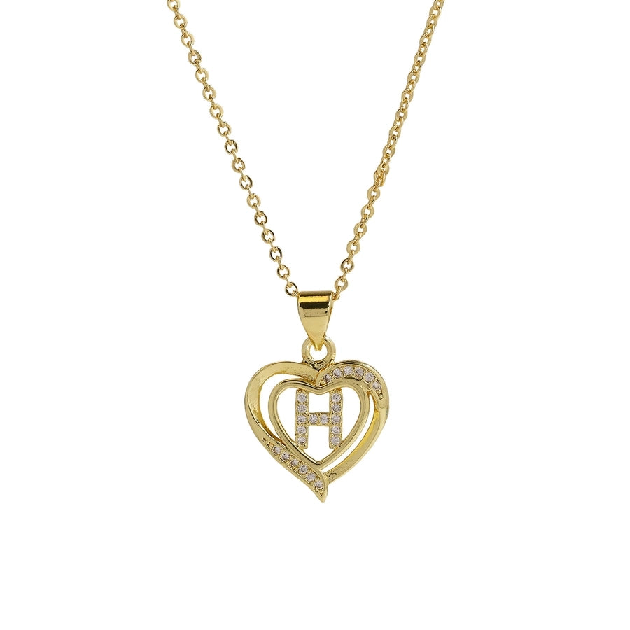 Brass cable chain Plating Letter Heart Shape Pendant Necklace