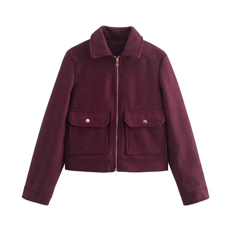 Women's Preppy Style Solid Color Coat Woolen Coat
