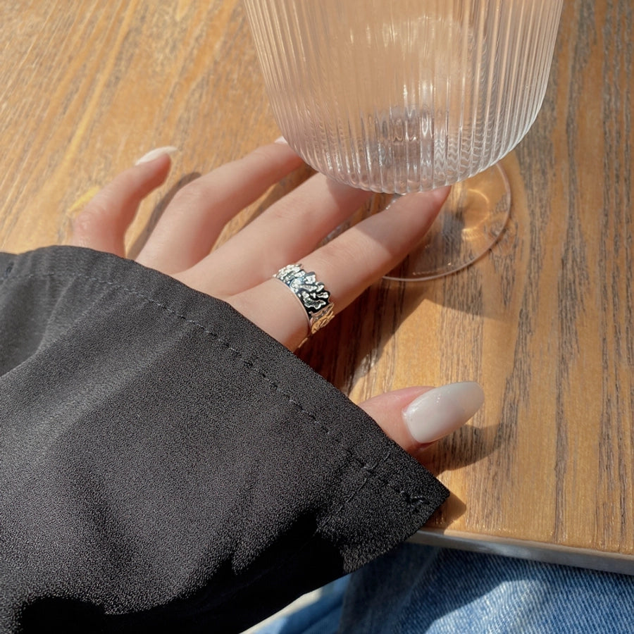 925 Sterling Silver Geometric Adjustable Ring