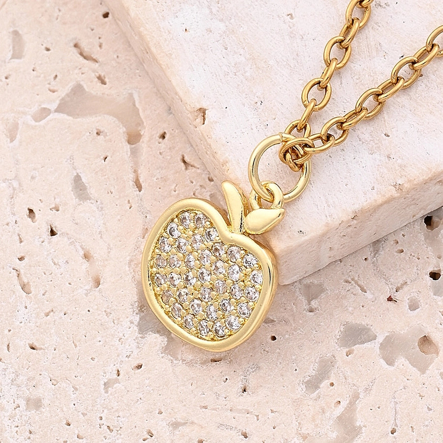 1 Pc/Package 12x6mm 13x10mm 13x6mm Hole 3~3.9mm Copper Zircon 18K Gold Plated Rose Gold Plated White Gold Plated Apple Pineapple Bow Knot Polished Pendant Jewelry Accessories