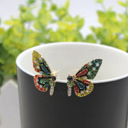 Silver Needle: Green Butterfly Studs