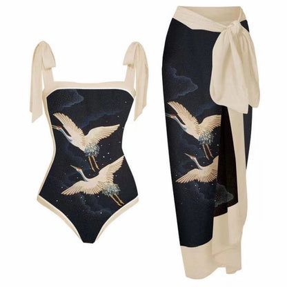 Women's Bohemian Sweet Flower 2 Pieces One Piece Swimwear