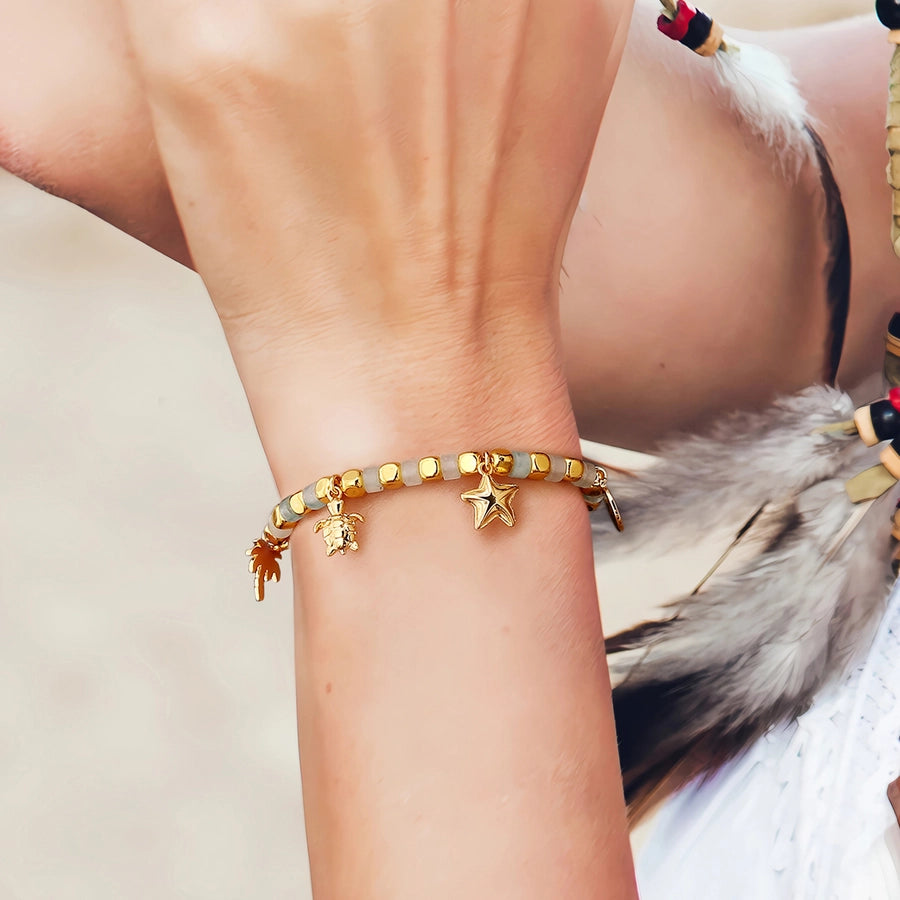 Jewelry Simple Style Tortoise Coconut Tree Starfish Copper Beaded Bracelets