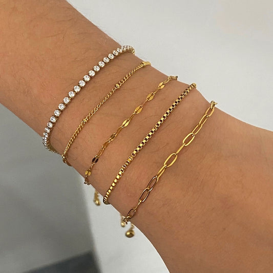 Simple Style Classic Style Geometric 304 Stainless Steel Paperclip Chain box chain Tennis Chain Bracelets In Bulk Stainless Steel Bracelets