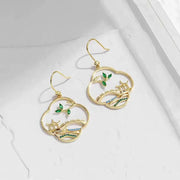 Silver Ear Hook: Golden Pavilion Bridge Earrings