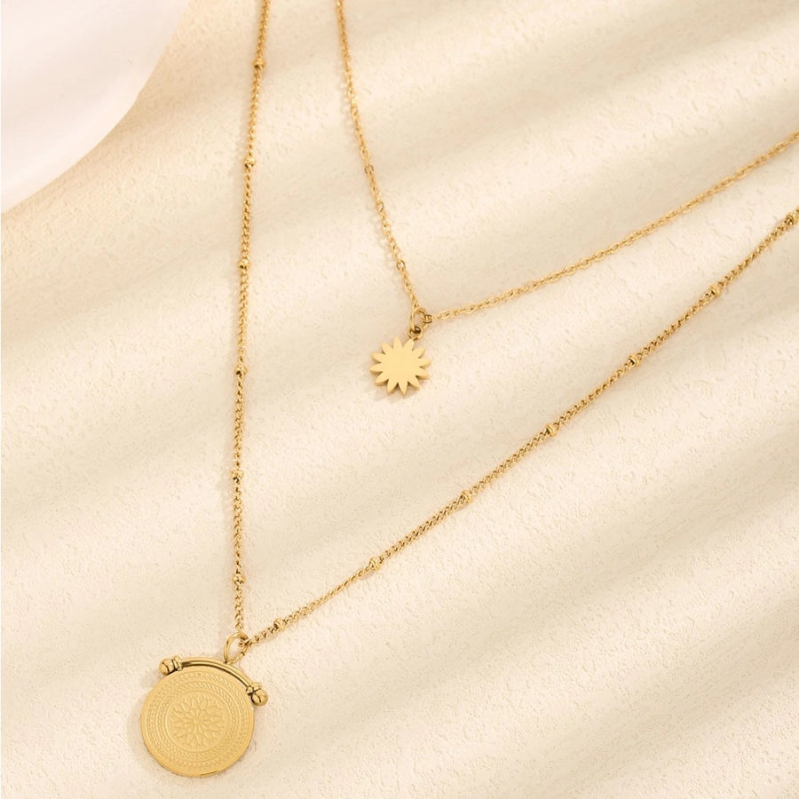 Jewelry Vintage Style Simple Style Gear 304 Stainless Steel Double Layer Necklaces