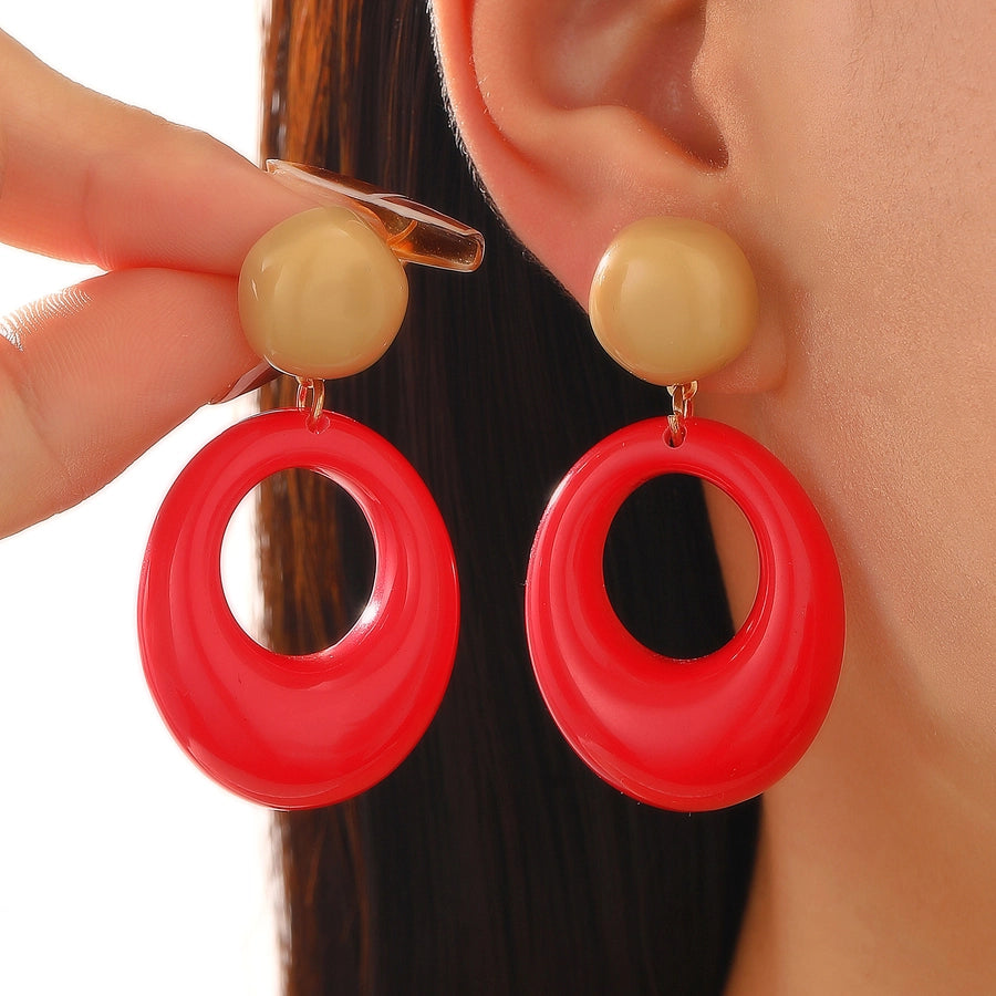 1 Pair Classic Style Geometric Plating Alloy Resin Iron Drop Earrings Ear Studs