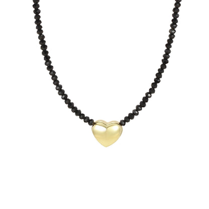 IG Style Simple Style Heart Shape Glass Copper Beaded Chain Beaded Necklaces