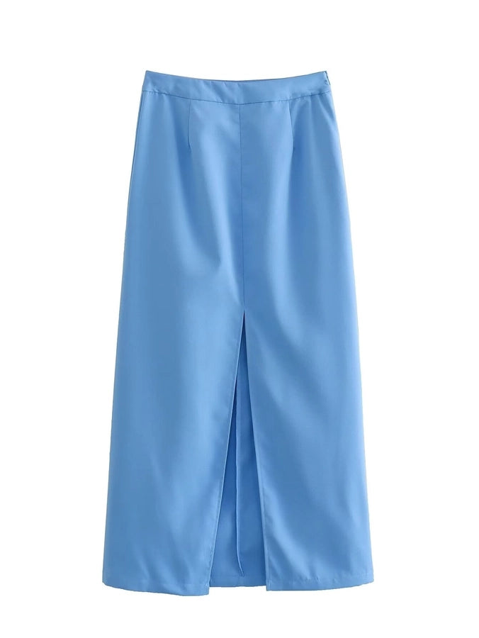 Summer Sexy Solid Color Polyester Midi Dress Skirts