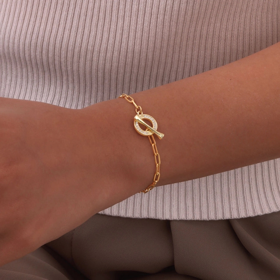 Jewelry IG Style Flower 201 Stainless Steel Copper Zircon 18K Gold Plated Bracelets