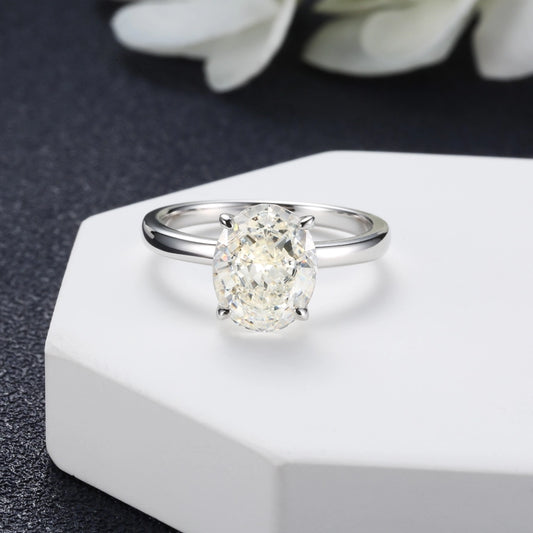 White Gold Plated Platinum Plated Rhodium Plated Sterling Silver Zircon Oval Rings