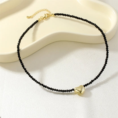 IG Style Simple Style Heart Shape Glass Copper Beaded Chain Beaded Necklaces