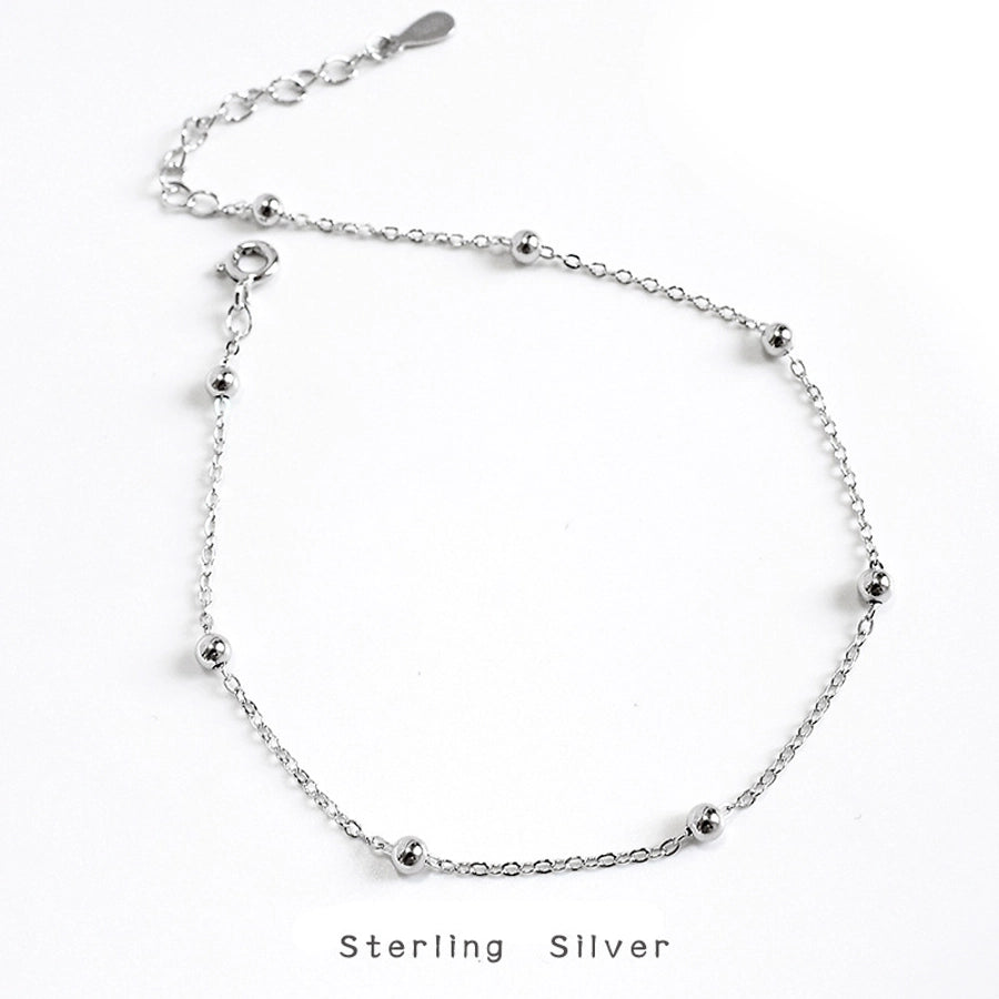 new s925 sterling silver beads cross chain anklet Korea  temperament simple foot ornaments personalized jewelry