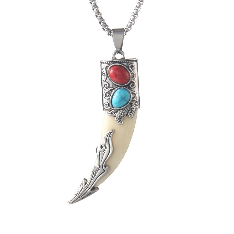 Ethnic Style Geometric 201 Stainless Steel Arylic Alloy Inlay Turquoise Unisex Pendant Necklace