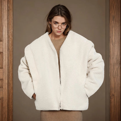 Women's Vacation Simple Style Solid Color Zipper Coat