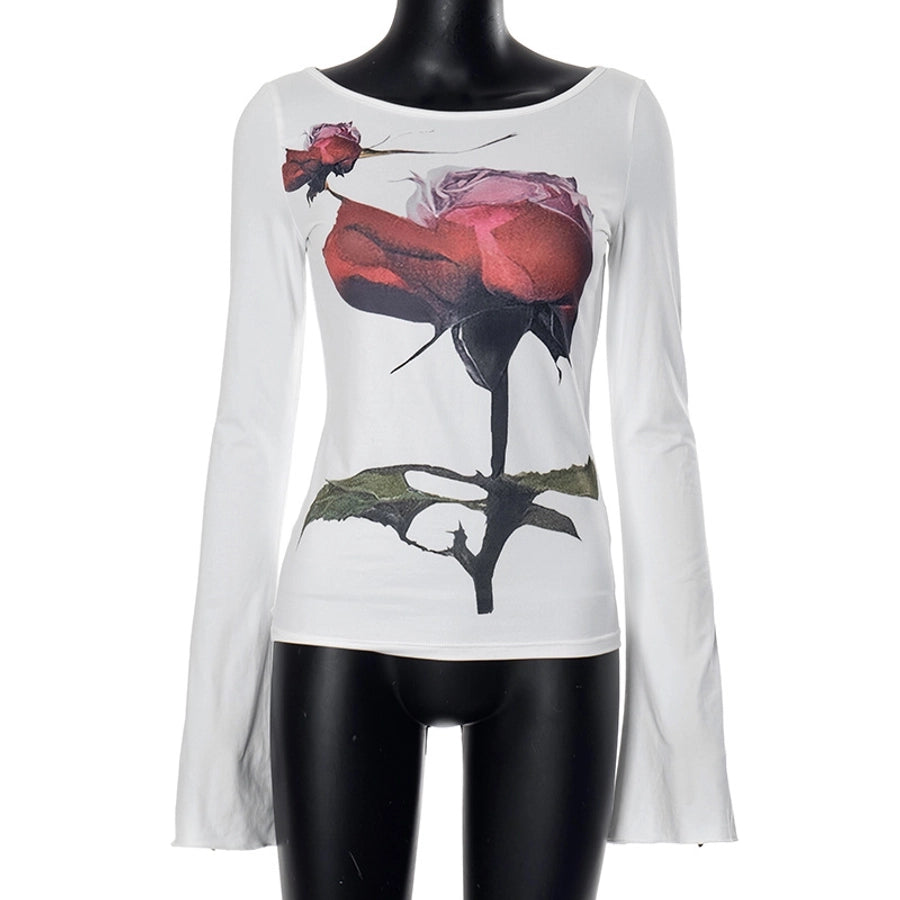 Women's T-shirt Long Sleeve T-Shirts Vacation Simple Style Flower