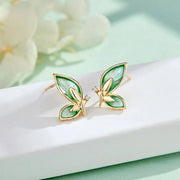 Green Dripping Small Butterfly Ear Studs