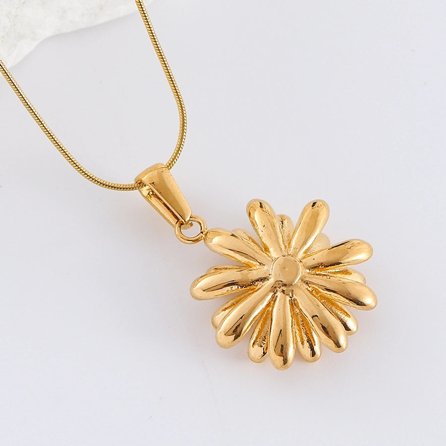 Jewelry Casual Elegant Classic Style Petal 304 Stainless Steel Pendant Necklace